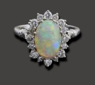 An opal and diamond-set ring