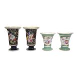 Two pairs of early 19th century English porcelain spill vases