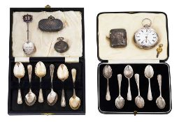 Two late Victorian sovereign cases, a vesta case and other items