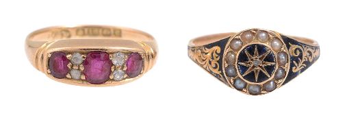 A late Victorian ruby and diamond-set ring