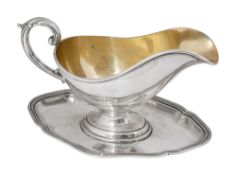 A German .800 silver gravy boat on stand c.1900