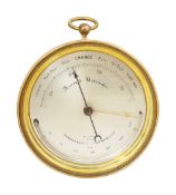 A mid 19th century French brass cased aneroid barometer by E.J. Dent