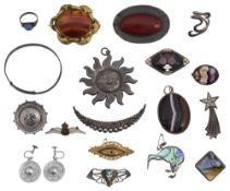 A group of costume pendants and brooches