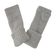 A pair of grey Chanel cashmere fingerless gloves