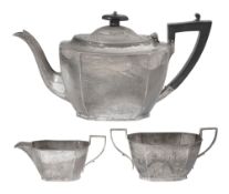 A George V silver three piece tea set