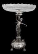 A continental Art Nouveau silver figural table centrepiece