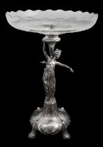 A continental Art Nouveau silver figural table centrepiece
