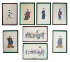 (Chinese School) Eight watercolour, gouache paintings on pith paper(8)