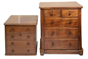 A Victorian satin birch miniature chest of drawers