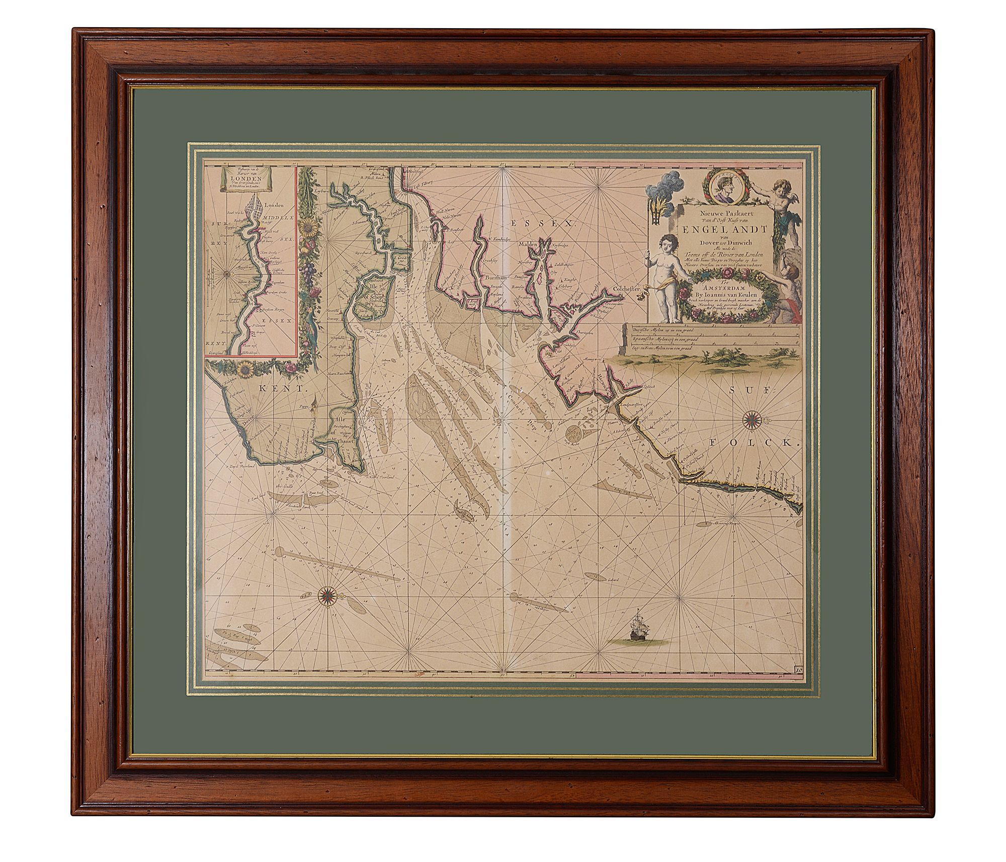 Thames estuary. Van Keulen (Johannes) Sea Chart Dover to Dunwich