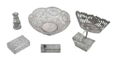 A Hanau novelty miniature picnic basket and other items