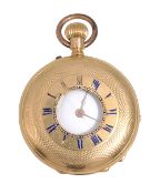 A late 19th century Swiss lady's 18K half hunter keyless pocket watch