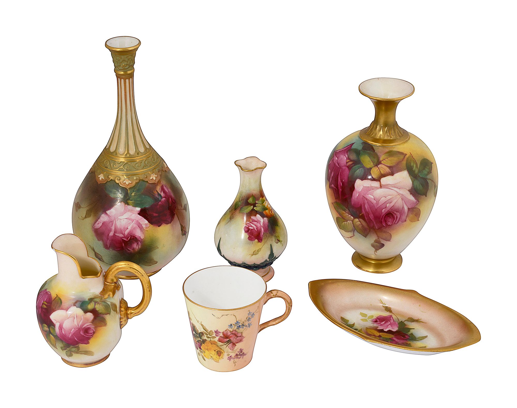 Royal Worcester blush ivory vases and other items