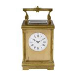 A late 19th century French lacquered brass carriage clock by Richard Et Cie