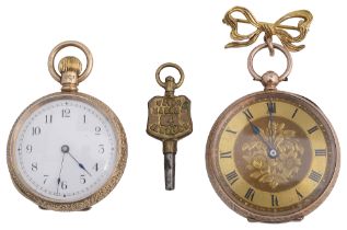 Two 9ct lady's open faced pocket watches