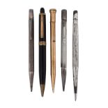 A Mont Blanc 172 propelling pencil and three silver propelling pencils