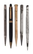 A Mont Blanc 172 propelling pencil and three silver propelling pencils