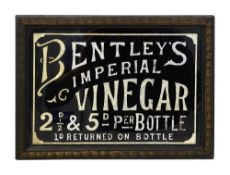 An early 20th century foiled verre eglomise advertising sign for Bentley's