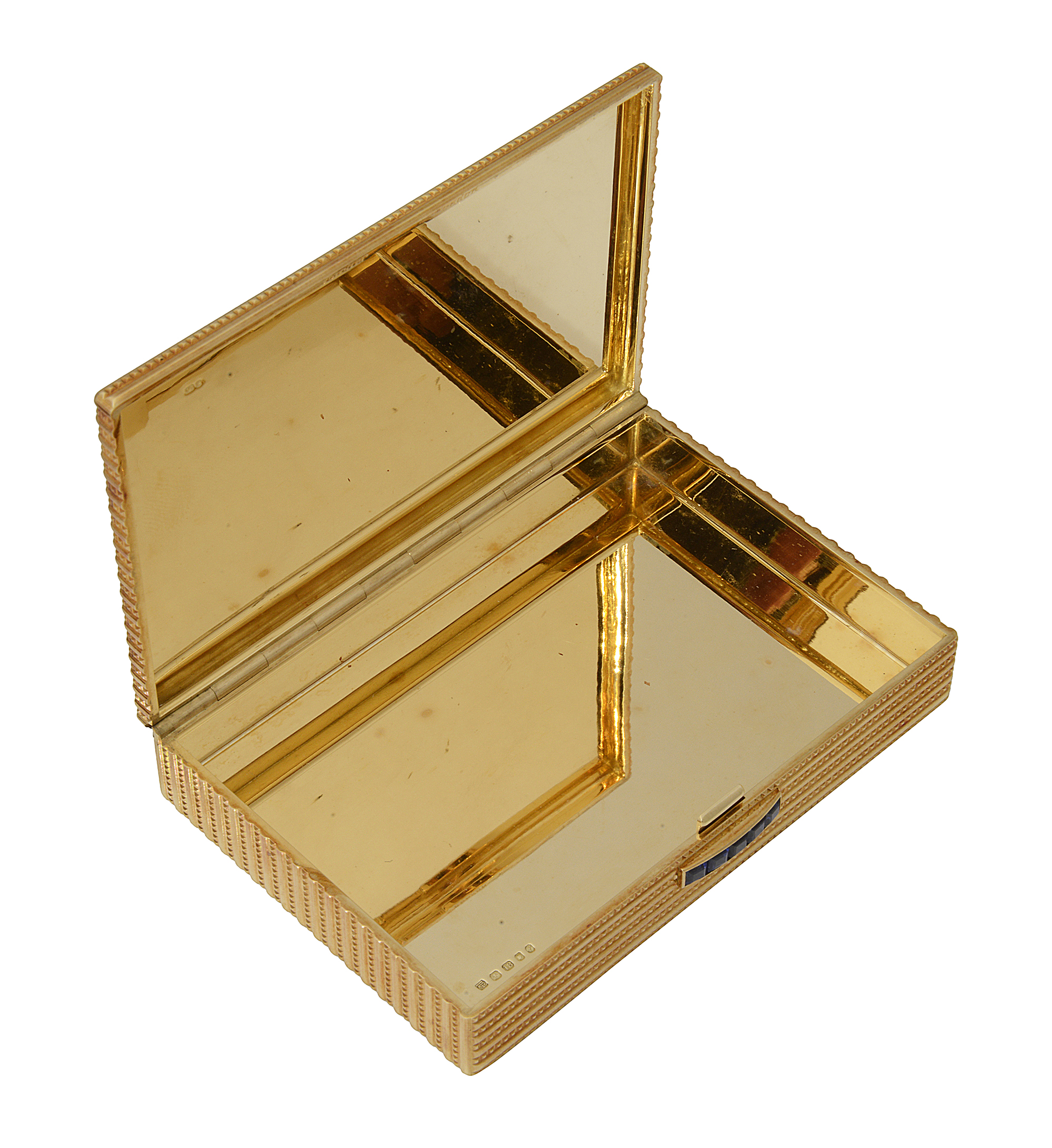 An 18ct gold and sapphire Cartier cigarette case in fitted case - Image 4 of 5