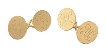 A pair of 18ct gold oval cufflinks