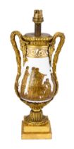 A 19th century French ormolu mounted Neoclassical porcelain table lamp