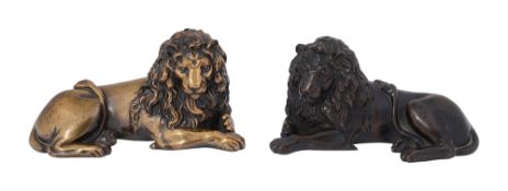 A pair of George III bronze lion mounts by B. Vulliamy
