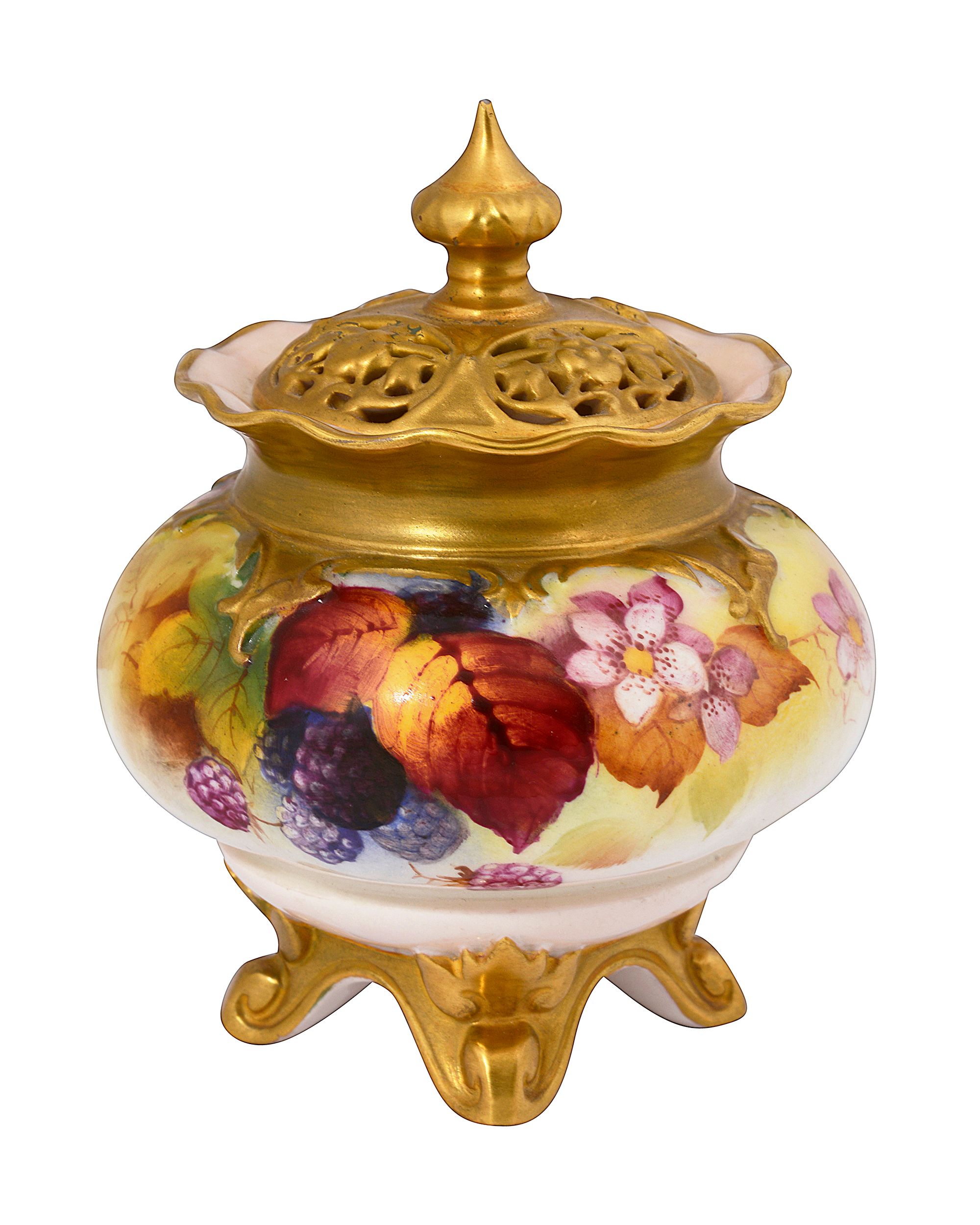 A Royal Worcester pot pourri jar and cover painted by Kitty Blake