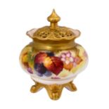 A Royal Worcester pot pourri jar and cover painted by Kitty Blake