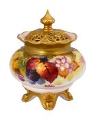 A Royal Worcester pot pourri jar and cover painted by Kitty Blake