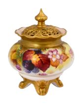 A Royal Worcester pot pourri jar and cover painted by Kitty Blake