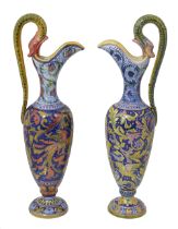 Two Italian Renaissance style faience ewers