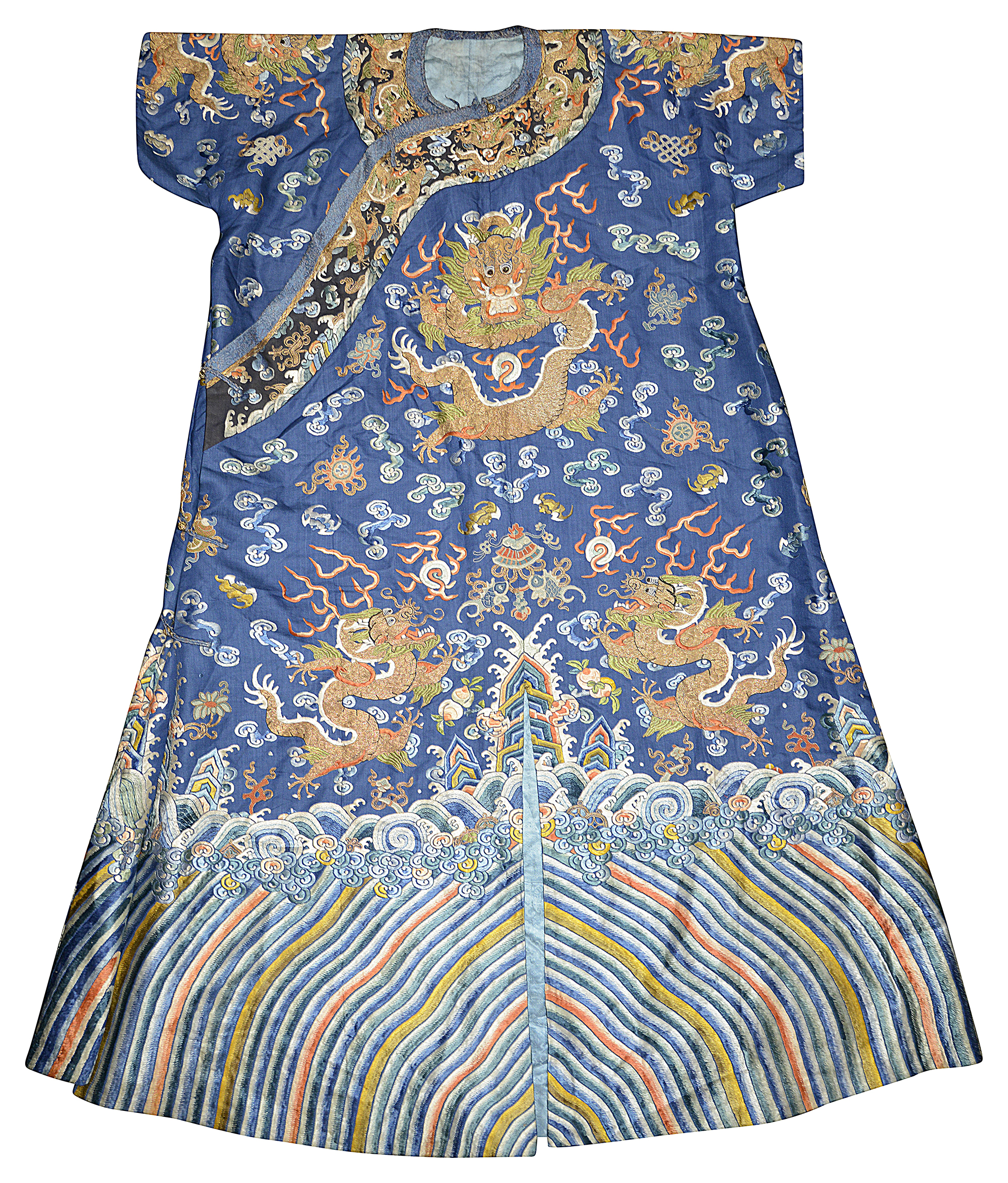 A late 19th/early 20th century embroidered Chinese silk robe