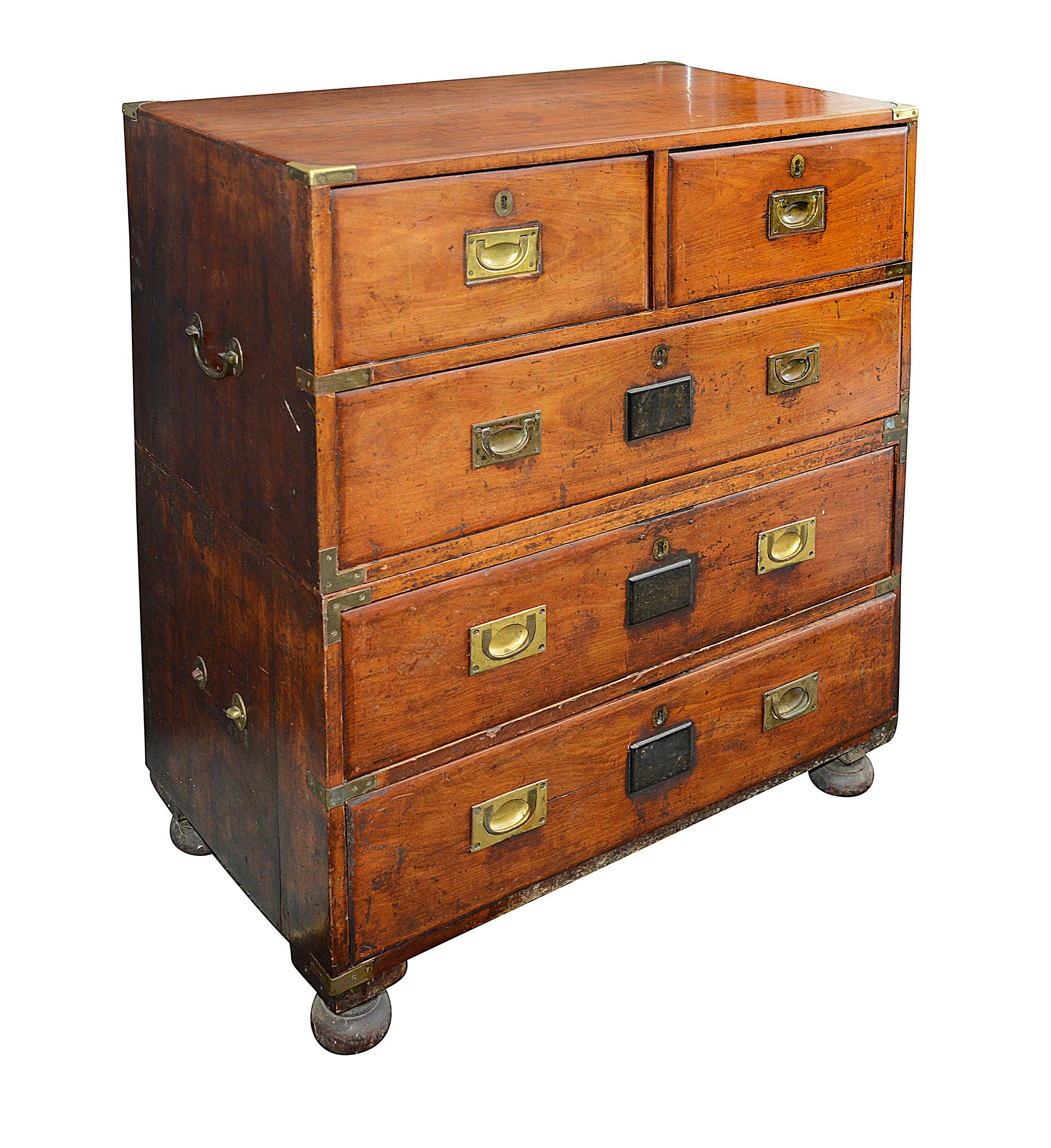 A Victorian mahogany military chest - Image 5 of 5