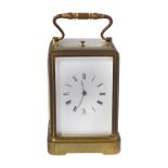 A mid 19th century French gilt brass repeater carriage clock