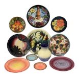 Modern Moorcroft pottery to include year plates and colour trial pieces