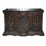 A Burmese carved rosewood side cabinet