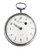 A silver cased open faced pocket watch