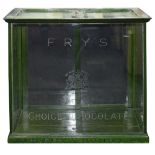 A green painted Fry's Chocolate shop cabinet