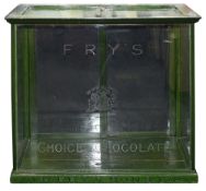 A green painted Fry's Chocolate shop cabinet