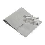 A pair of square silver cufflinks by Chanel