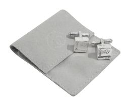 A pair of square silver cufflinks by Chanel