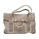 A Prada light beige Shearling handbag