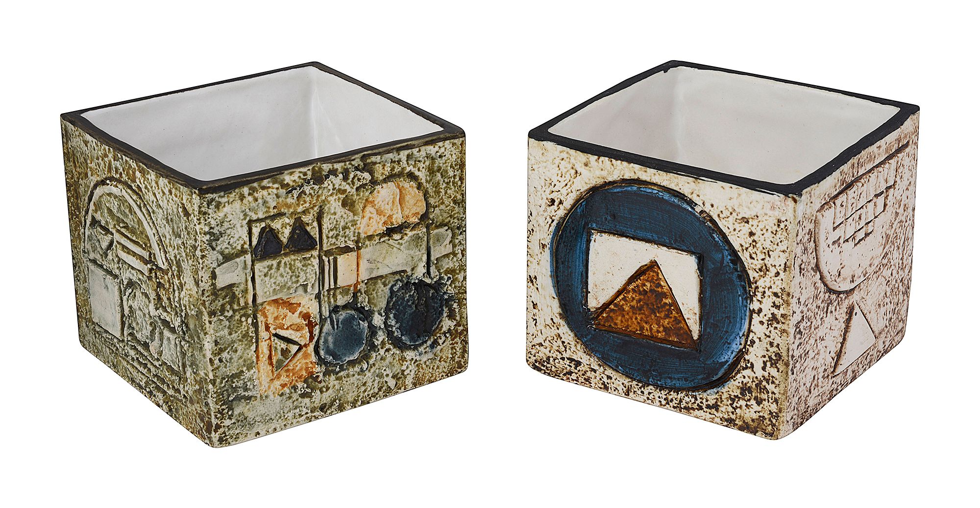 Two Troika pottery cube vases