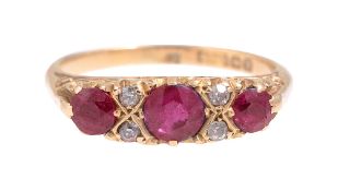 An early 20th century ruby and diamond-set ring