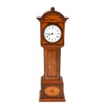 An Edwardian novelty rosewood and marquetry miniature longcase timepiece