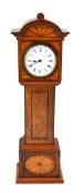 An Edwardian novelty rosewood and marquetry miniature longcase timepiece