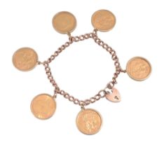 A six sovereign curb-link bracelet