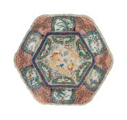 A 19th century Japanese arita porcelain hexagonal dish