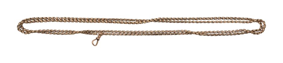 A 9ct gold long guard chain