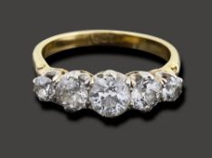 A diamond five stone ring